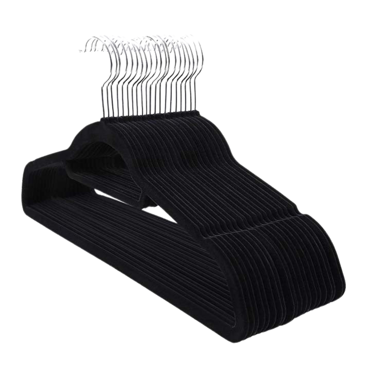 Zwarte fluwelen kledinghangers