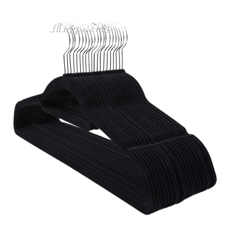 Zwarte fluwelen kledinghangers