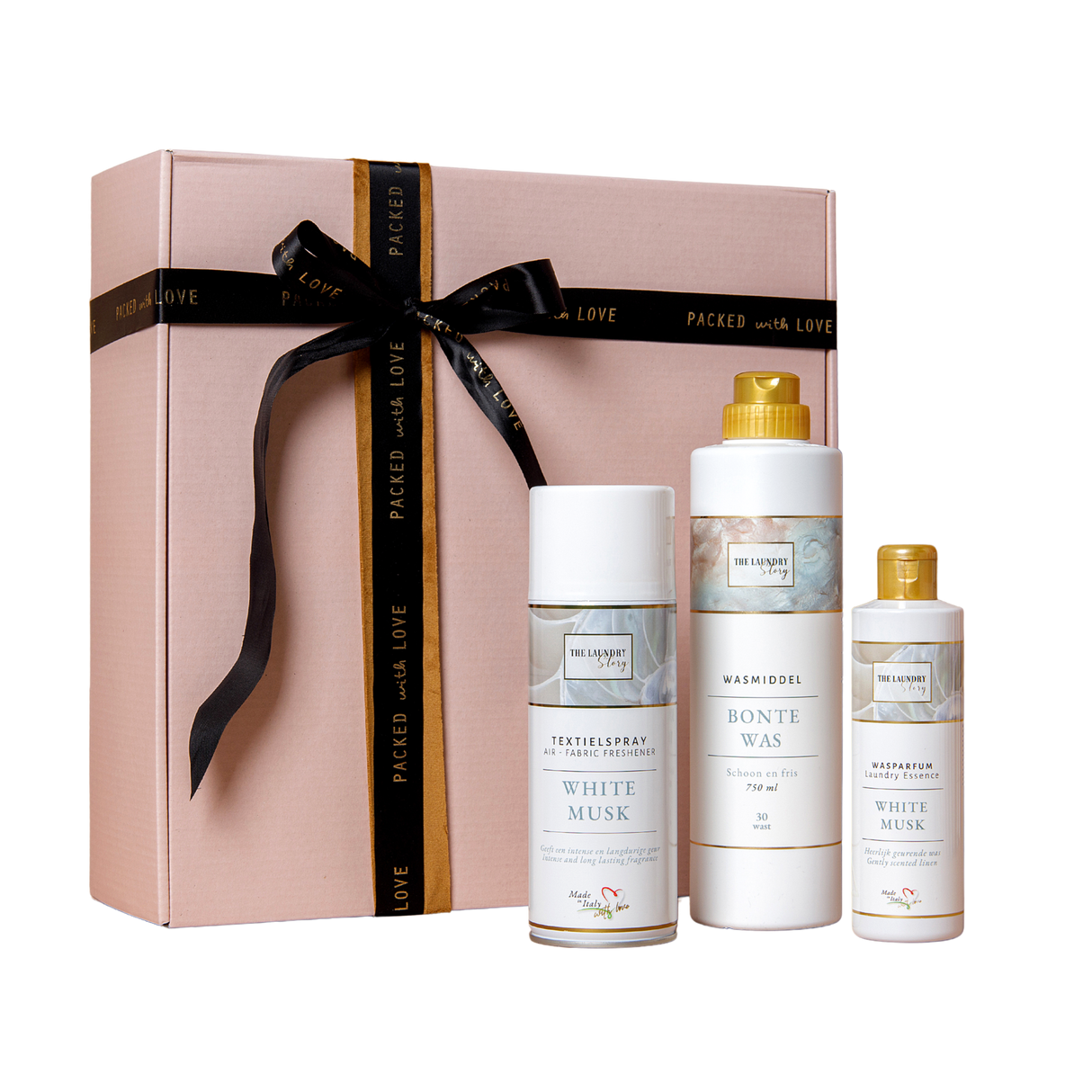 roze cadeaudoos met wasproducten